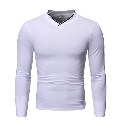 

Men's T shirt Solid Colored Long Sleeve Daily Tops Basic White Black Dark Gray