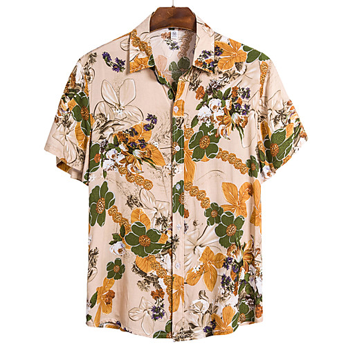 

Men's Floral Shirt Basic Boho Daily Beach Classic Collar Rainbow / Short Sleeve
