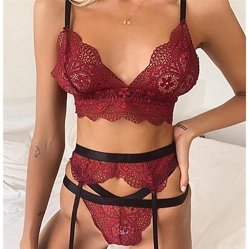 

Women's Backless Suits Nightwear Solid Colored Wine S M L