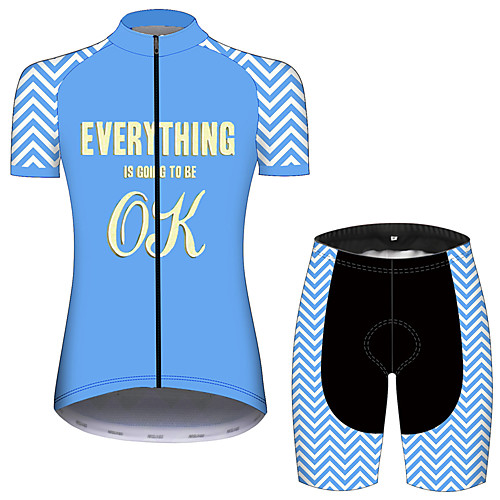 

21Grams Women's Short Sleeve Cycling Jersey with Shorts Blue / White Stripes Bike Clothing Suit Breathable 3D Pad Quick Dry Ultraviolet Resistant Sweat-wicking Sports Solid Color Mountain Bike MTB