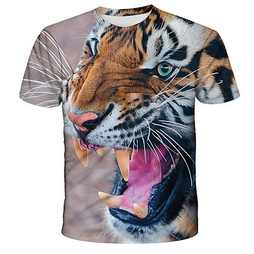 

Men's T shirt Tie Dye 3D Animal Print Short Sleeve Daily Tops Streetwear Exaggerated Rainbow