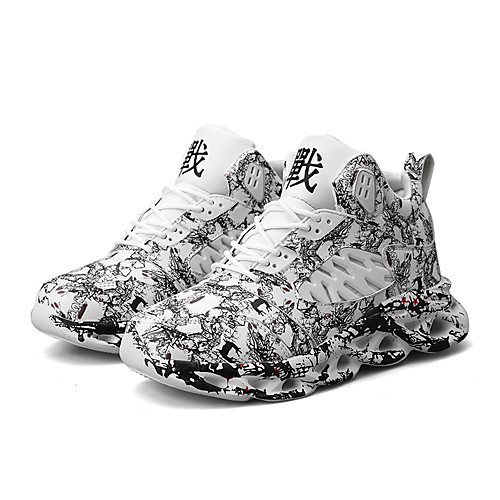 

Men's PU Spring & Summer / Fall & Winter Sporty Basketball Shoes Basketball Shoes Shock Absorbing Black / White / Green