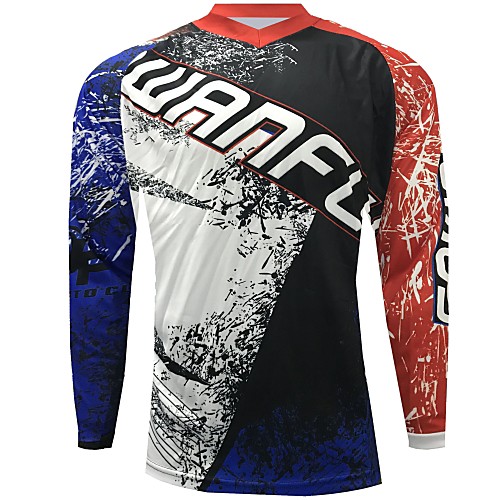 

CAWANFLY Men's Long Sleeve Cycling Jersey Downhill Jersey Dirt Bike Jersey Winter Polyester Black Patchwork Geometic Novelty Bike Jersey Top Mountain Bike MTB Breathable Quick Dry Sweat-wicking Sports