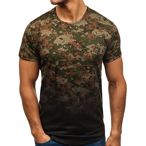 

Men's T shirt Camo / Camouflage Short Sleeve Daily Tops Basic Elegant Black Red Army Green