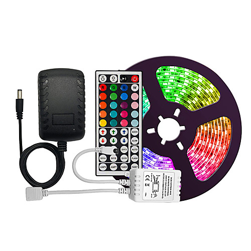 

5m Flexible LED Strip Lights Light Sets RGB Tiktok Lights 300 LEDs SMD2835 8mm 1 44Keys Remote Controller 1 x 1A power adapter 1 set Multi Color Cuttable Party Decorative 12 V