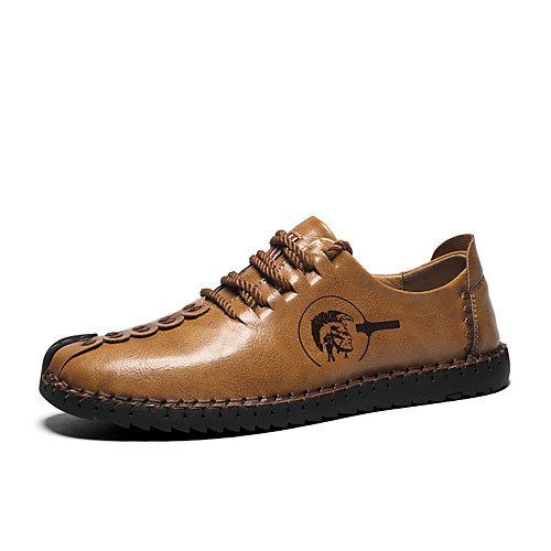 

Men's Nappa Leather Spring & Summer / Fall & Winter Casual / British Oxfords Walking Shoes Yellow / Khaki