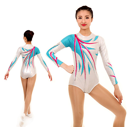 

Rhythmic Gymnastics Leotards Artistic Gymnastics Leotards Women's Girls' Kids Leotard Spandex High Elasticity Handmade Long Sleeve Competition Dance Rhythmic Gymnastics Artistic Gymnastics Light Blue