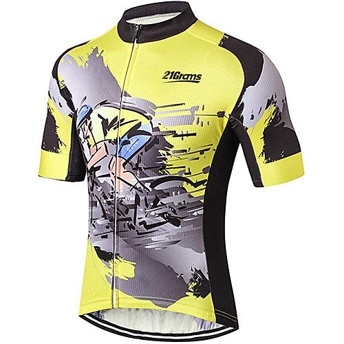 

21Grams Men's Short Sleeve Cycling Jersey Spandex Black / Orange Solid Color Bike Jersey Top Mountain Bike MTB Road Bike Cycling UV Resistant Quick Dry Breathable Sports Clothing Apparel / Stretchy