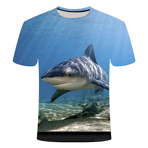 

Men's Plus Size Graphic T-shirt Basic Daily Round Neck Blue / Short Sleeve