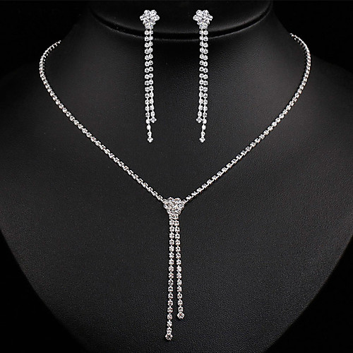 

Women's Jewelry Set Bridal Jewelry Sets Tennis Chain Simple Fashion Trendy Earrings Jewelry Silver For Wedding Anniversary Gift Engagement Prom 1 set