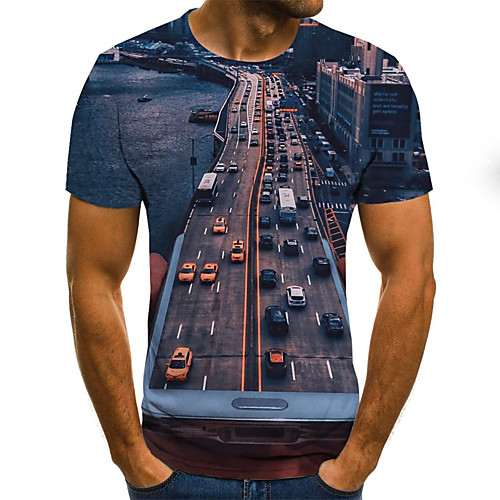 

Men's Plus Size 3D Graphic Patchwork Print T-shirt Basic Street chic Daily Going out Round Neck Black / Short Sleeve