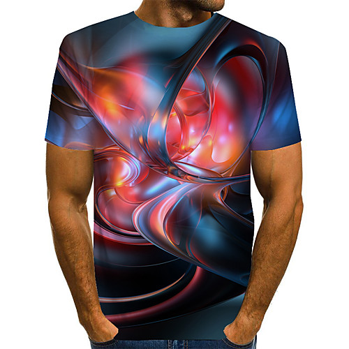 

Men's T shirt Graphic 3D Short Sleeve Daily Tops Basic Rainbow