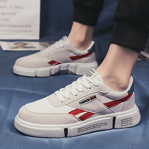 

Men's Comfort Shoes Suede Spring & Summer / Fall & Winter Sporty / Preppy Sneakers Walking Shoes Breathable White / Light Red / Green