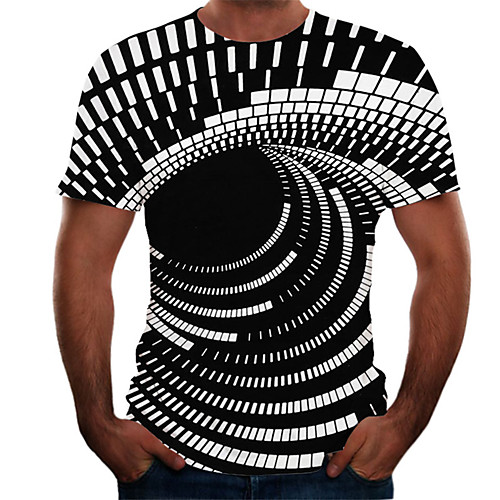 

Men's Plus Size Color Block 3D T-shirt Basic Daily Weekend Round Neck Black / Short Sleeve