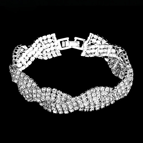 

Women's Tennis Bracelet Bracelet Tennis Chain Wave Simple Luxury Elegant European Fashion Rhinestone Bracelet Jewelry Silver For Wedding Anniversary Gift Formal Birthday