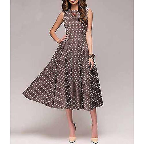 

Women's A Line Dress - Sleeveless Polka Dot Spring & Summer 2020 Red Green Brown S M L XL XXL XXXL XXXXL