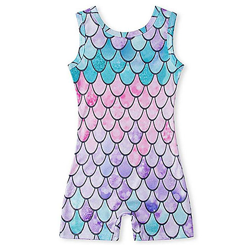 

21Grams Gymnastics Leotards with Shorts Girls' Kids Biketard Spandex High Elasticity Breathable Unicorn Sparkly Sleeveless Training Ballet Dance Gymnastics Purple / Blue / Mermaid Scales