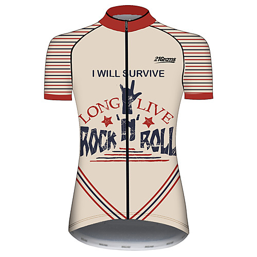 

21Grams Women's Short Sleeve Cycling Jersey Spandex BrownGray Stripes Solid Color Bike Jersey Top Mountain Bike MTB Road Bike Cycling UV Resistant Quick Dry Breathable Sports Clothing Apparel