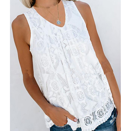 

Women's Tank Top Solid Colored V Neck Tops Basic Top White Black Blue