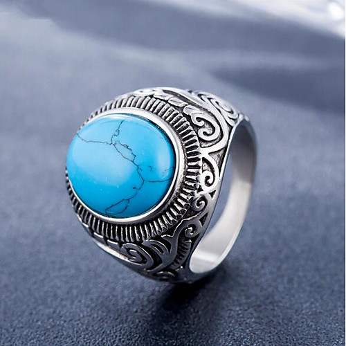 

Ring Turquoise Geometrical Black Blue Titanium Steel Stone Precious Fashion Vintage 1pc 9 10 / Men's