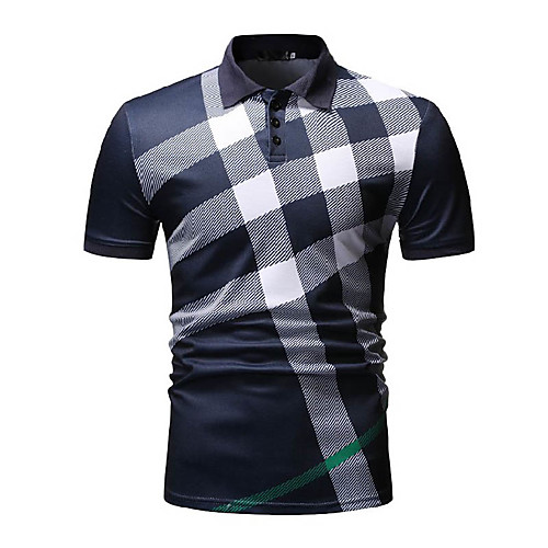 

Men's Polo Color Block Short Sleeve Daily Tops Basic White Black Blue