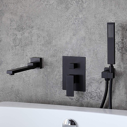 

Bathroom Sink Faucet - Wall Mount / Widespread Electroplated Widespread Single Handle Three HolesBath Taps