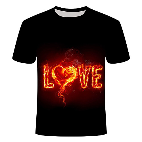 

Men's T shirt Flame Plus Size Print Short Sleeve Daily Tops Basic Orange