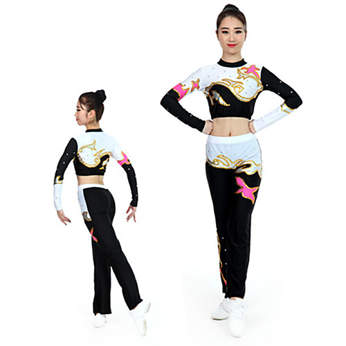 

Cheerleader Costume Gymnastics Suits Women's Girls' Kids Pants / Trousers Spandex High Elasticity Handmade Long Sleeve Competition Dance Rhythmic Gymnastics Gymnastics Black