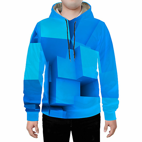 

Men's Plus Size Pullover Hoodie Sweatshirt Color Block Abstract 3D Hooded Daily Going out 3D Print 3D Print Casual Hoodies Sweatshirts Blue