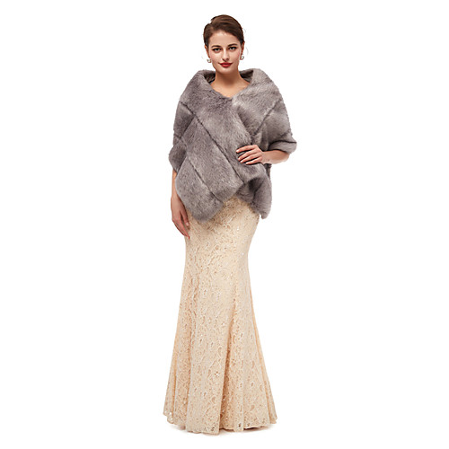 

Sleeveless Shawls Faux Fur Wedding Women's Wrap With Solid