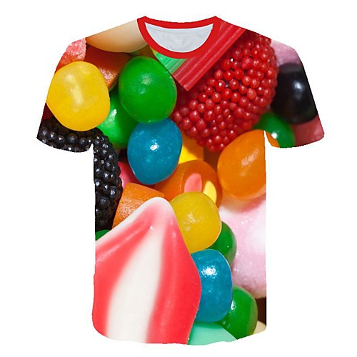 

Men's T shirt Graphic 3D Print Short Sleeve Daily Tops Rainbow