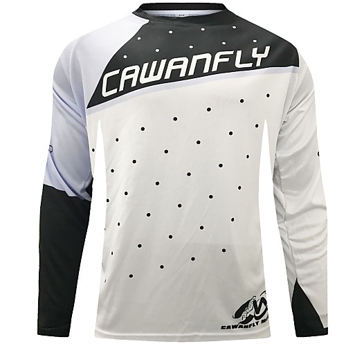 

CAWANFLY Men's Long Sleeve Cycling Jersey Downhill Jersey Dirt Bike Jersey Winter Polyester Black Polka Dot Novelty Bike Jersey Top Mountain Bike MTB Breathable Quick Dry Sweat-wicking Sports