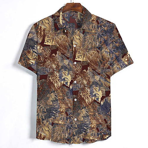 

Men's Shirt Geometric Print Short Sleeve Beach Tops Tropical Blue Red