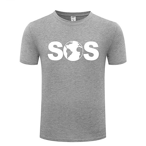 

Men's Letter T-shirt Daily Round Neck Black / Blue / Red / Yellow / Gray / Short Sleeve