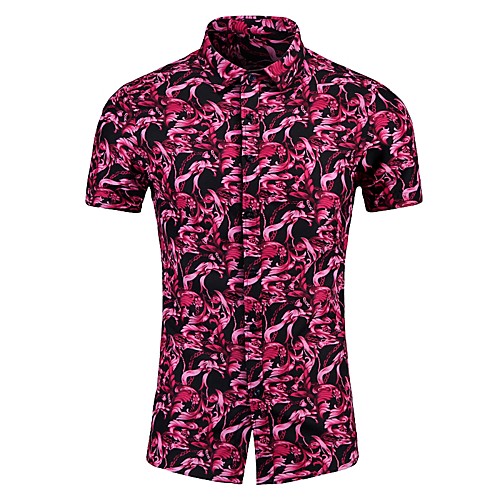 

Men's Floral Shirt Basic Elegant Daily Weekend White / Black / Red / Short Sleeve