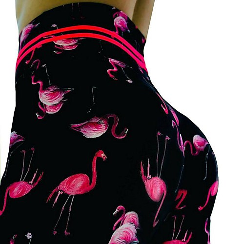 

Women's High Waist Yoga Pants Print Black / Rose Red Running Fitness Gym Workout Leggings Sport Activewear Quick Dry Butt Lift Tummy Control High Elasticity Skinny