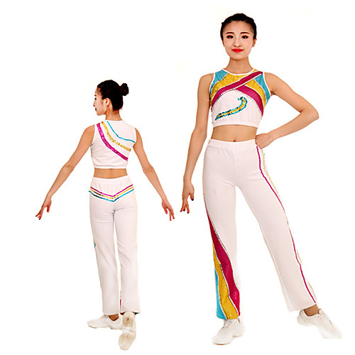 

Rhythmic Gymnastics Leotards Artistic Gymnastics Leotards Women's Girls' Kids Pants / Trousers Spandex High Elasticity Handmade Sleeveless Competition Dance Rhythmic Gymnastics Gymnastics White