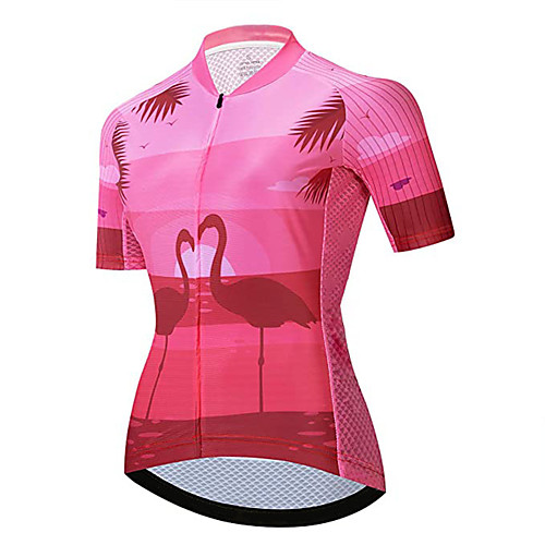 

21Grams Women's Short Sleeve Cycling Jersey Fuchsia Flamingo Bike Jersey Top Mountain Bike MTB Road Bike Cycling UV Resistant Breathable Quick Dry Sports Clothing Apparel / Stretchy / Race Fit