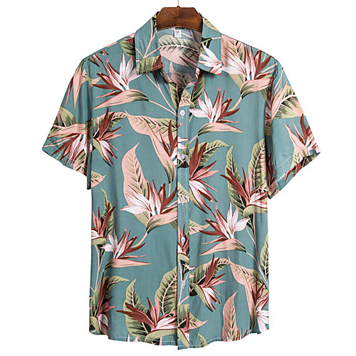 

Men's Shirt Floral Short Sleeve Daily Tops Basic Boho Rainbow