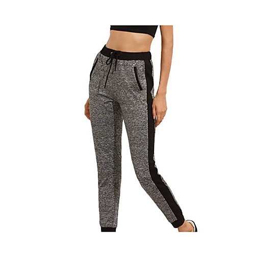 

Women's High Waist Yoga Pants Drawstring Cropped Pants Breathable Gray Gym Workout Running Fitness Sports Activewear Stretchy