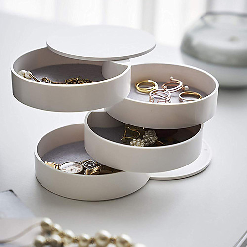 

Round Jewelry Box - Black, White, Pink 10 cm 10 cm 10 cm / Women's