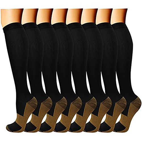 

Copper Compression Socks Athletic Sports Socks Running Socks 8 pairs Men's Women's Socks Breathable Moisture Wicking Sweat-wicking Comfortable Running Jogging Sports Fashion Nylon Black White Khaki