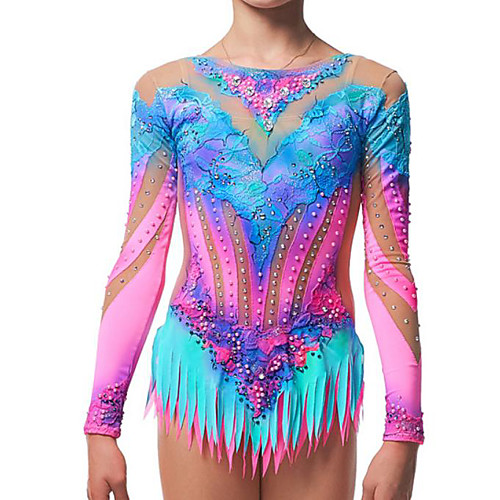 

21Grams Rhythmic Gymnastics Leotards Artistic Gymnastics Leotards Women's Girls' Kids Leotard Spandex High Elasticity Breathable Handmade Long Sleeve Training Dance Rhythmic Gymnastics Artistic