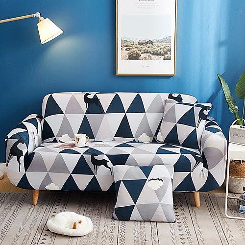 

Geometric Triangle Print Dustproof All-powerful Slipcovers Stretch Sofa Cover Super Soft Fabric Couch Cover with One Free Pillow Case