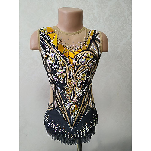 

21Grams Rhythmic Gymnastics Leotards Artistic Gymnastics Leotards Women's Girls' Kids Leotard Spandex High Elasticity Breathable Handmade Sleeveless Training Dance Rhythmic Gymnastics Artistic
