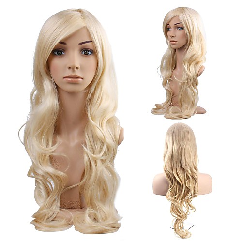 

Cosplay Costume Wig Synthetic Wig Curly Body Wave Halloween Asymmetrical Wig Blonde Long Light Blonde Synthetic Hair 34 inch Women's Best Quality Blonde
