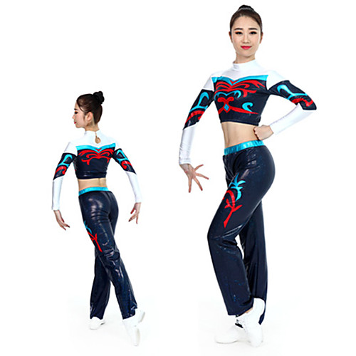 

Cheerleader Costume Gymnastics Suits Women's Girls' Kids Pants / Trousers Spandex High Elasticity Handmade Long Sleeve Competition Dance Rhythmic Gymnastics Gymnastics Dark Blue