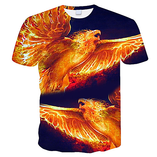 

Men's Plus Size 3D Graphic Patchwork Print T-shirt Basic Street chic Daily Going out Round Neck Rainbow / Short Sleeve