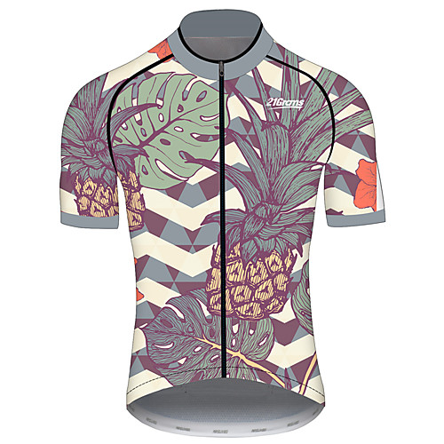 

21Grams Men's Short Sleeve Cycling Jersey Spandex Forest Green Floral Botanical Tropical Flowers Fruit Bike Jersey Top Mountain Bike MTB Road Bike Cycling UV Resistant Breathable Quick Dry Sports