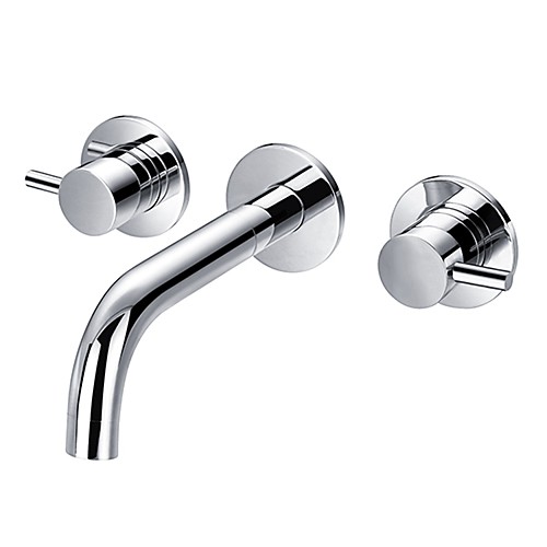 

Bathroom Sink Faucet - Wash Basin Faucets Wall Mounted Hot and Cold Double Handles Faucet Bath Sink Mixer Tap